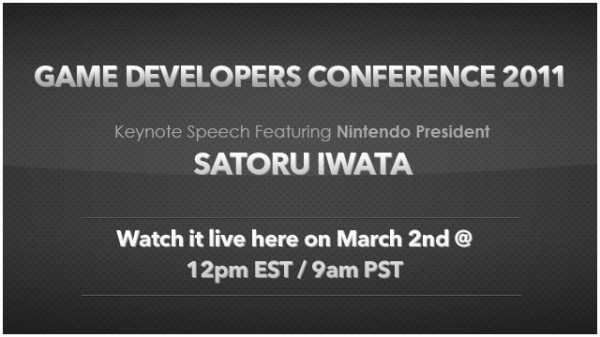 Live stream of Satoru Iwata's GDC 2011 presentation teaser image