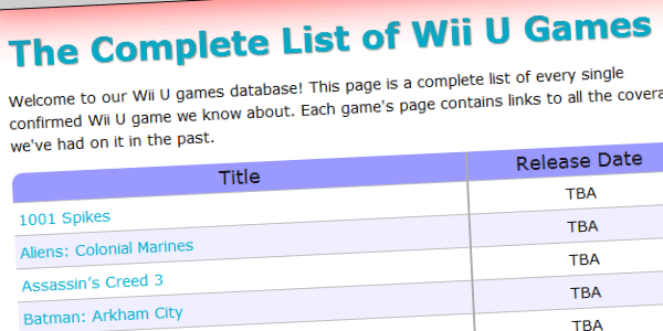 Wii U Games Database